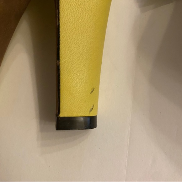 Nina Ricci designer chartreuse leather platform open toe heels made in Italy 39 - Picture 10 of 16